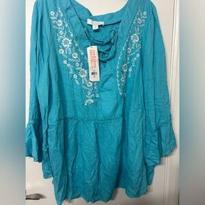 Ag Adriano Goldschmied Turquoise Floral Tunic